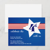 ビッグスター7月4日ストライプ独立お祝い 招待状 (正面/裏面)