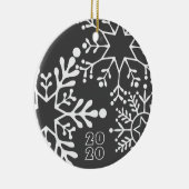 ビッグスノーフレークの名前と日付クリスマス セラミックオーナメント (右)