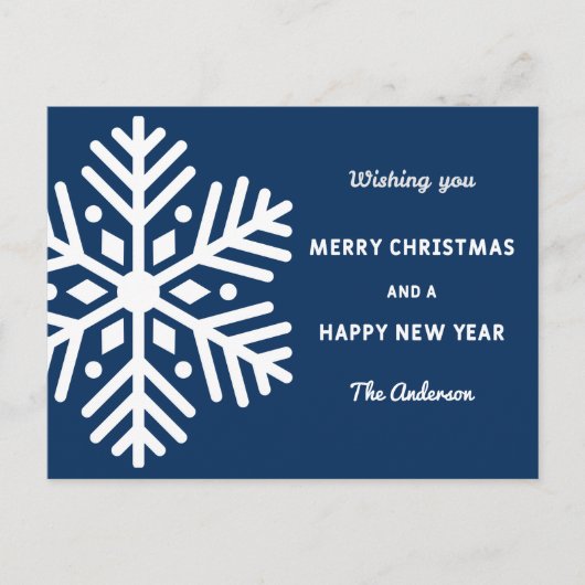 ビッグスノーフレーククリスマスと年末年始のホリデーカード ポストカード (正面)