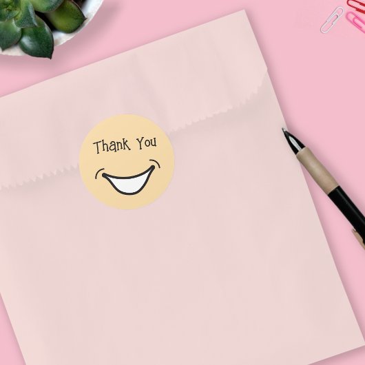 ビッグスマイルかわいいカラフルと感謝ステッカー ラウンドシール
