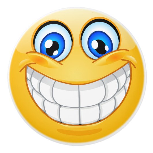 ビッグスマイルハッピー顔ドロワーノブ – SRF セラミックノブ (正面)