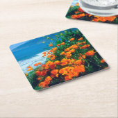 ビッグスール近くの太平洋岸沿いのケシ類 スクエアペーパーコースター (アングル)
