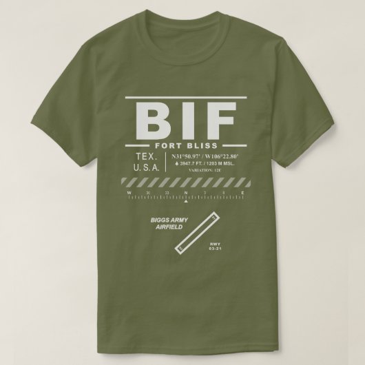 ビッグズアーミーエアフィールドフォートブリスBIF Tシャツ (デザイン正面)