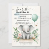 ビッグズーのベイビー ホワイトエレファント バース ジャンダー リビール 招待状 (正面)