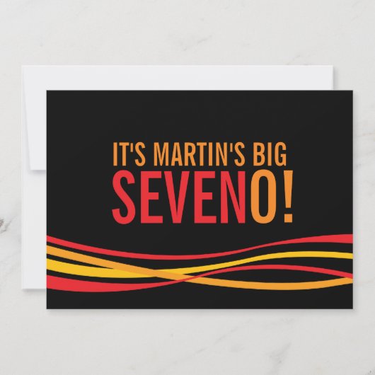 ビッグセブンティ！シンプルなリボン誕生日招待状 招待状 (正面)