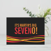 ビッグセブンティ！シンプルなリボン誕生日招待状 招待状 (スタンド正面)