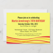 ビッグセブンティ！シンプルなリボン誕生日招待状 招待状 (裏面)