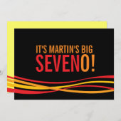 ビッグセブンO!シンプルリボン誕生日招待状 招待状 (正面/裏面)