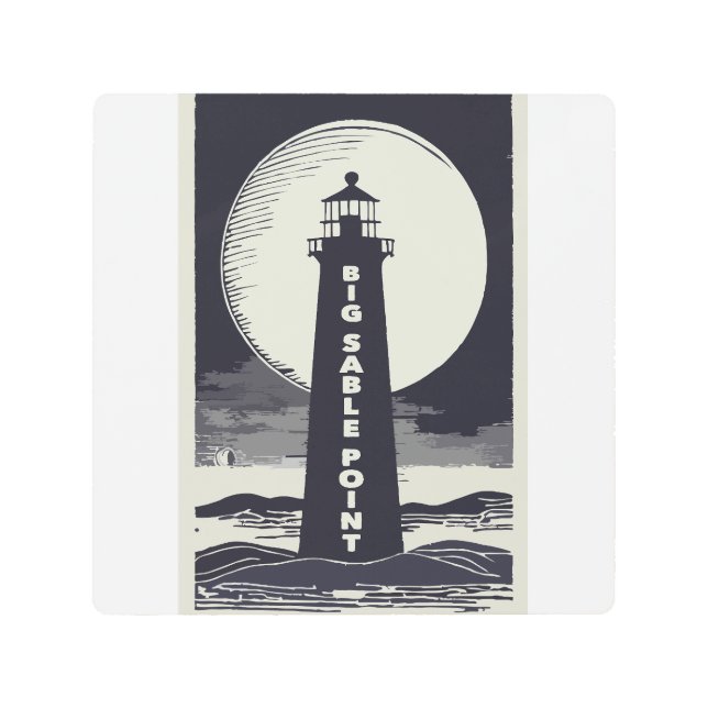 ビッグセーブルポイントミシガンライトハウスムーン メタルプリント (正面)