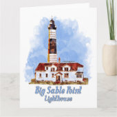 ビッグセーブルポイントライトハウスウォーターカラー – ミシガン サンキューカード (正面)
