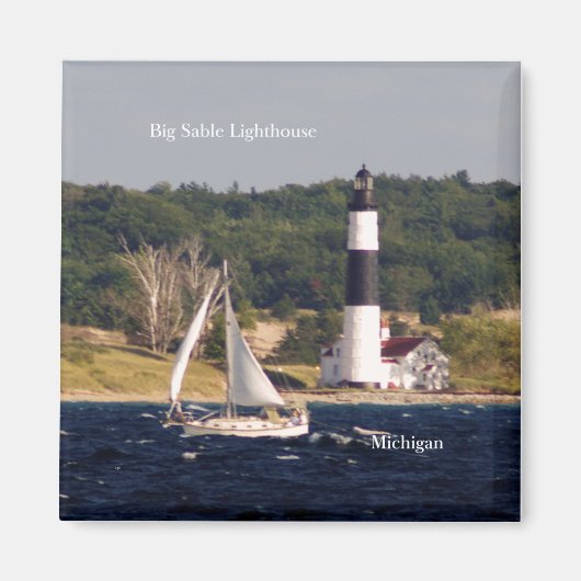 ビッグセーブルライトハウスとボートマグネット マグネット (正面)