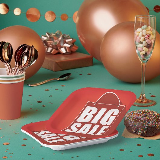 ビッグセールレッドリテールバッグデザイン ペーパープレート
