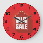 ビッグセールレッドリテールバッグデザイン ラージ壁時計 (正面)