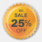 ビッグセール25%割引ステッカー ラウンドシール (正面)