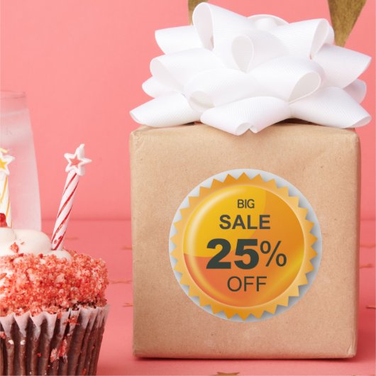 ビッグセール25%割引ステッカー ラウンドシール (パーティー)