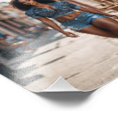 ビッグタイグブラックガールインデニファンシーム歩く フォトプリント            (角)