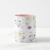 ビッグタイムと宇宙マンダラパッチワークパターンコーヒー マグカップ (中央)