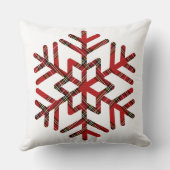 ビッグタータンチェックスノーフレークを白黒で表示 クッション (裏面)