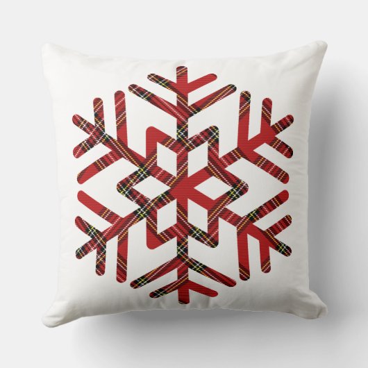 ビッグタータンチェックスノーフレークを白黒で表示 クッション (裏面)
