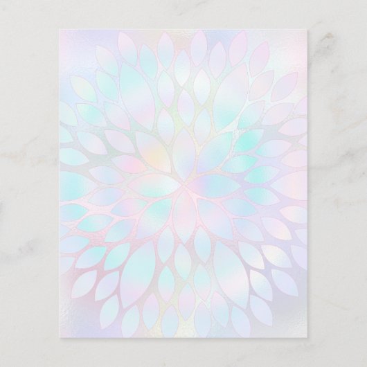 ビッグダリアフェイクホログラフィックデザイン美しいサロン チラシ (裏面)