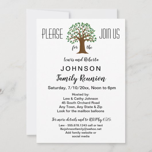 ビッグツリーロゴファミリー懇親会またはイベント招待状 招待状 (正面)