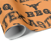 ビッグテキサス州BBQバイクもしくは自転車に乗る人オレンジ ラッピングペーパー (ロールコーナー)