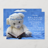 ビッグテディベア読ブックボーイシャワー招待状 案内状 (正面/裏面)