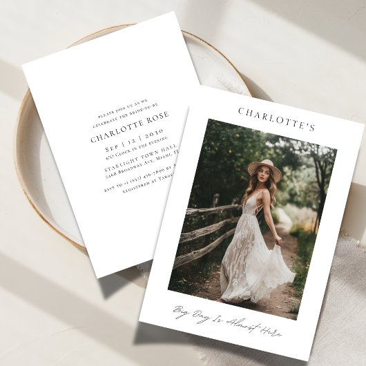 ビッグデイシンプルボホ素朴ブライダルシャワー写真 招待状