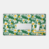 ビッグデイジーパターン(の模様が)あるパーソナライズされた花 デスクマット (キーボード&マウス)