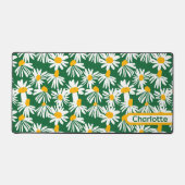 ビッグデイジーパターン(の模様が)あるパーソナライズされた花 デスクマット (正面)