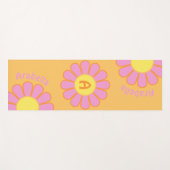 ビッグデイジーパーソナライズされたリバーシブルオレンジとピンク ヨガマット (正面(横))