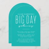ビッグデイ休暇バチェロレッテティール(緑がかった色)招待 招待状 (正面/裏面)