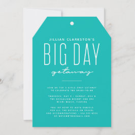 ビッグデイ休暇バチェロレッテティール（緑がかった色）招待 招待状