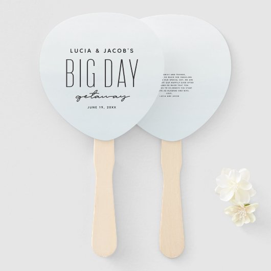 ビッグデイ休暇海ブルーの目的地の結婚式 ハンドファン (正面&裏面)