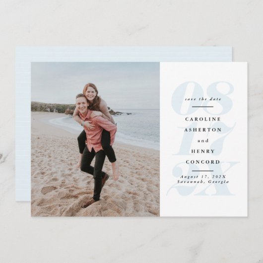 ビッグデーはっきりしたトのライトブルー写真 セーブザデート (正面/裏面)