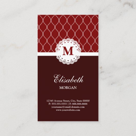 ビッグデータアナリスエレガントトのブラウンレースパターン 名刺 (裏面)