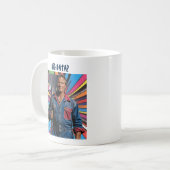 ビッグデータディグ深い。カスタマイズ可能な2つの文字ライン コーヒーマグカップ (正面左)