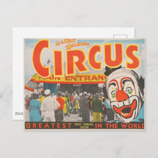 ビッグトップに入る人々のサーカスのポスター ポストカード (正面/裏面)
