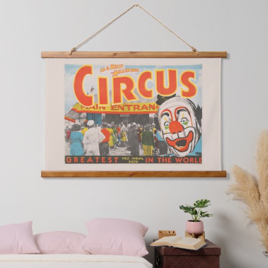 ビッグトップに入る人々のサーカスのポスター 吊り下げ型タペストリー (寝室)