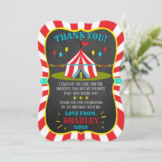 ビッグトップサーカスカーニバルシャルボード1st誕生日 サンキューカード (スタンド正面)