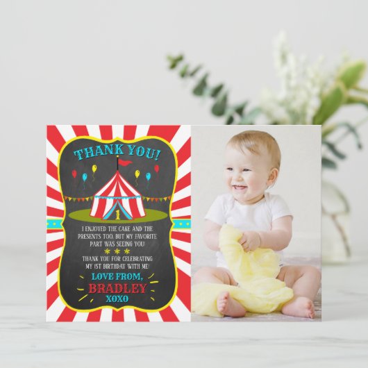 ビッグトップサーカスカーニバルシャルボード1st誕生日 サンキューカード (スタンド正面)