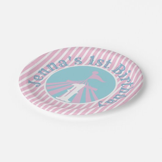 ビッグトップサーカスカーニバルパーティーガール誕生日プレート ペーパープレート (アングル)