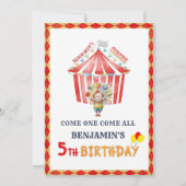 ビッグトップサーカスカーニバルボーイフィフス誕生日 招待状 (裏面)