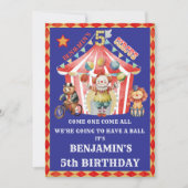 ビッグトップサーカスカーニバル第五誕生日 招待状 (正面)