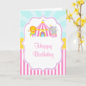 ビッグトップサーカスカーニバル誕生日インピンク誕生日 カード (黄色い花)