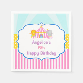 ビッグトップサーカスカーニバル誕生日インピンク スタンダードカクテルナプキン