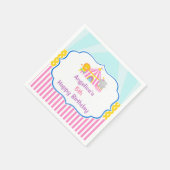 ビッグトップサーカスカーニバル誕生日インピンク スタンダードカクテルナプキン (角)