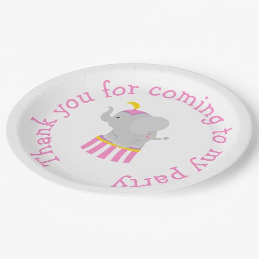 ビッグトップサーカスカーニバル誕生日インピンク ペーパープレート (アングル)