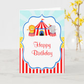 ビッグトップサーカスカーニバル誕生日インレッド誕生日 カード (黄色い花)