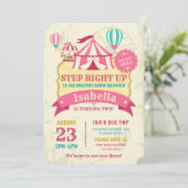 ビッグトップサーカスカーニバル誕生日ガールピンク 招待状 (スタンド正面)